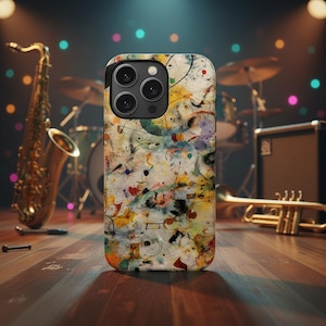 Funda para iPhone con salpicaduras de pintura abstracta: colorida y artística, MusicAndyDesigns