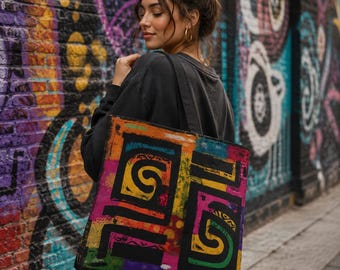 Bolso de mano con música abstracta colorida: bolso de hombro artístico
