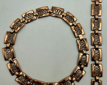 vintage copper Renoir necklace bracelet set