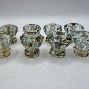 Set of 6 vintage, clear glass knobs