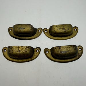 Set of 4 vintage metal cup/bin handles hardwear