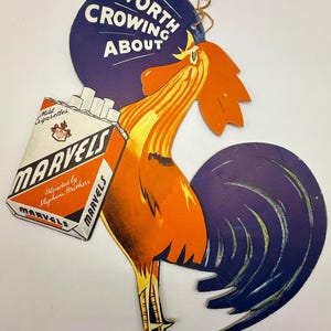 vintage double sided cardboard Marvels cigarette advertising fan pull general store
