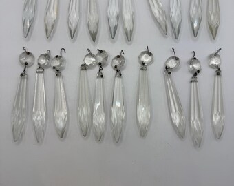 Set of 20 vintage crystal/prisms lighting parts glass