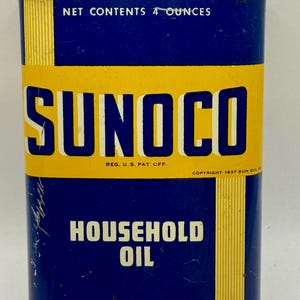 Sunoco lead top household oil, tin vintage