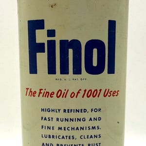 standard oil finol, oil lubricant, shop, home and auto. tin vintage advertising