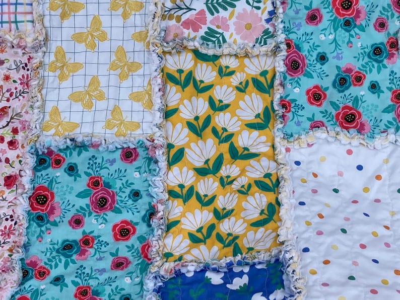 Lap Rag Quilt Summer Picnic Lap Size Rag Quilt - - Etsy