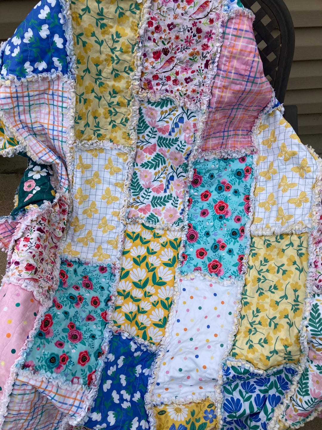 Lap Rag Quilt Summer Picnic Lap Size Rag Quilt - Mothers Day - Etsy