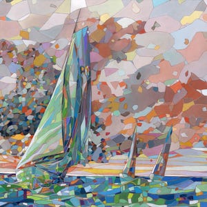 Titolo: VELE, regata artistica, mare e libertà, tramonto in barca, barche a vela stampa, arte astratta vele, stampa d'arte vele, navigazione