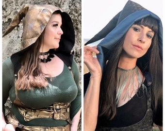 FINAL SALE: The Under Bust Vest Harness w/ DETACHABLE Hood in Black or Bronze Pyramids by Opal Moon