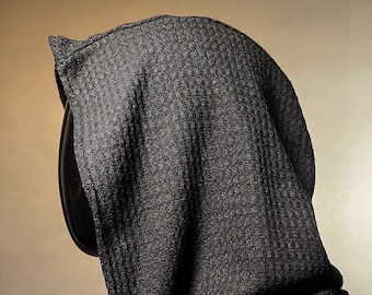 The Cowl Hood in Solid Black Waffle Knit by Opal Moon Designs (Unisex/ One Size)