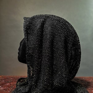 The Cowl Hood in Black & Metallic Gold Knit by Opal Moon Designs (Unisex/ One Size)