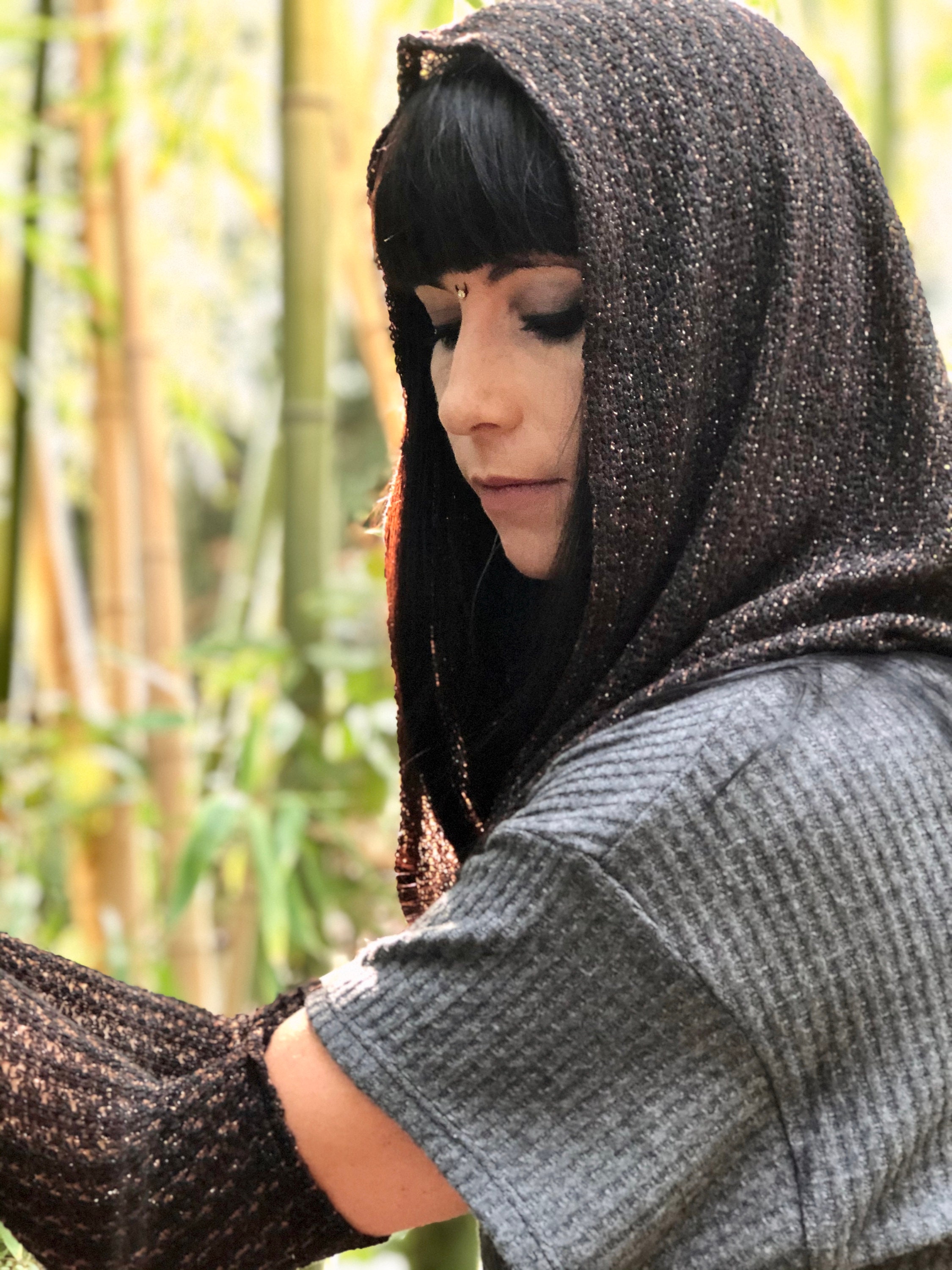 NEW The Lightweight Cowl Hood Set in Brown & Black Sparkle Etsy