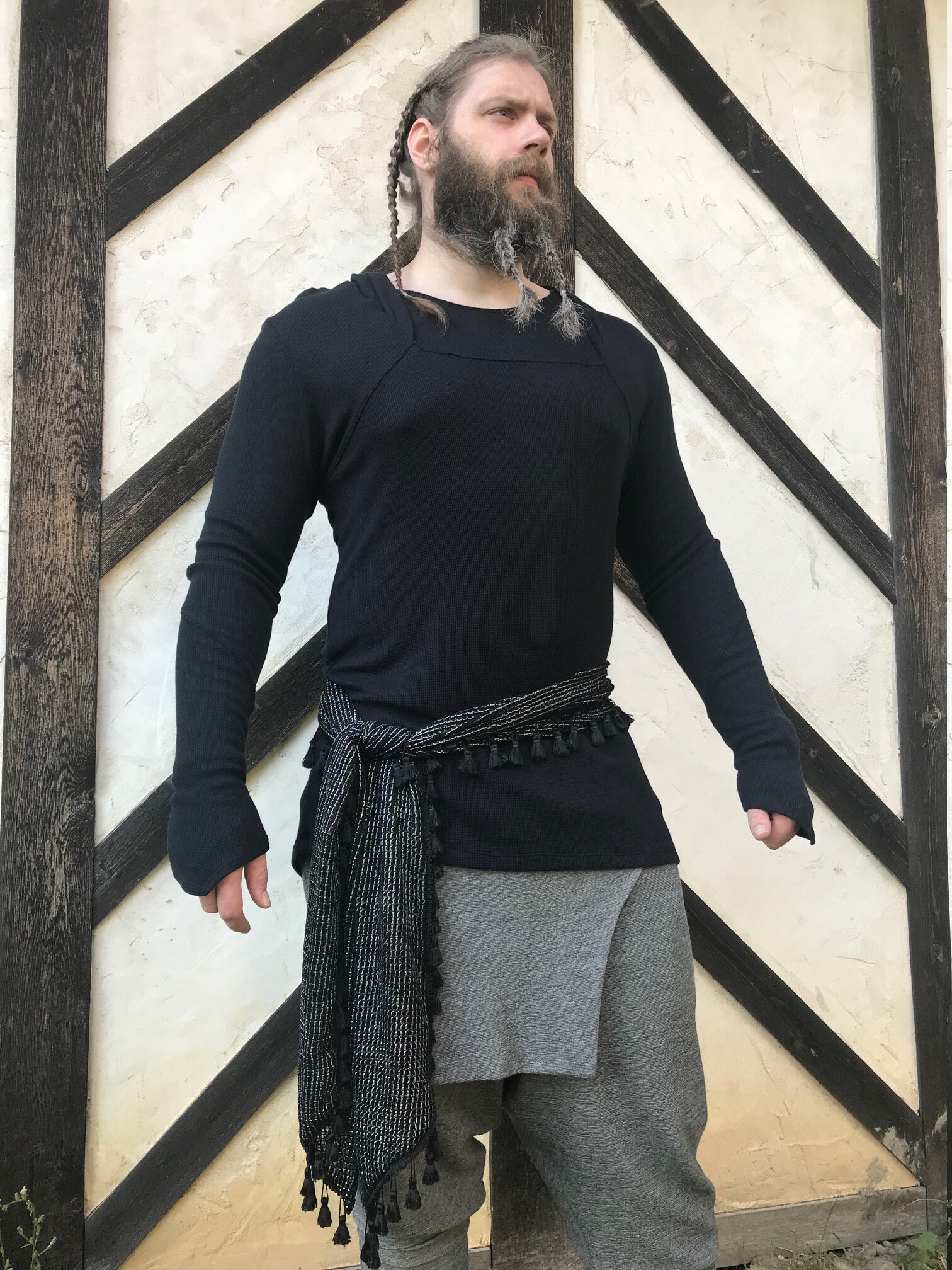 Men's / Unisex Long Sleeve Thermal Modal Knit Hooded Tunic | Etsy