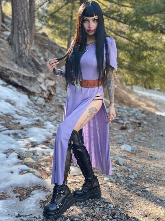 purple panel dress Custom Shimmery Purple Straps Slit Side Panel Prom Dress