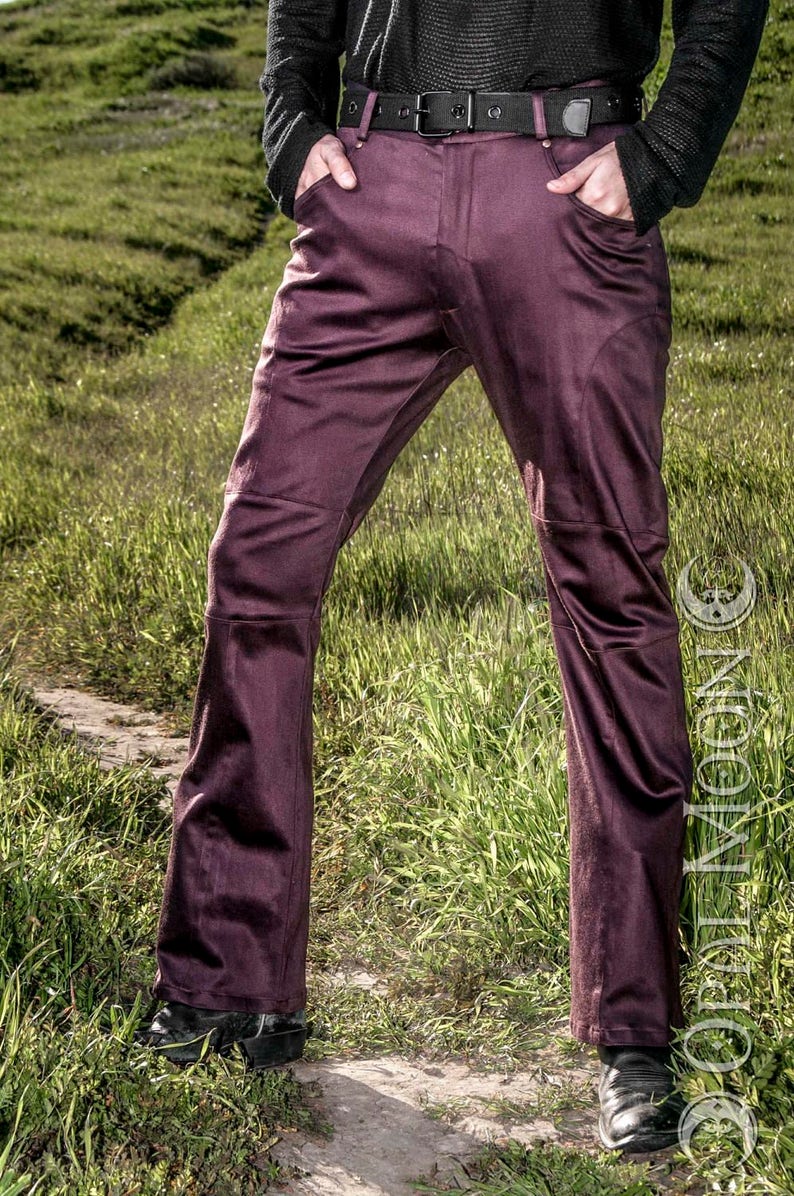 FINAL SALE: The Men's Gahan Sateen Rivet Pants in Super Sheen Black by Opal Moon Designs Last Sizes 30 & 38 Waist image 7