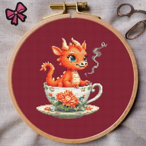 Tea Dragon Cross Stitch Pattern - Tea Dragon Cross Stitch - Tea Dragon Pattern - Dragon Cross Stitch Pattern - Dragon Cross Stitch - Dragon