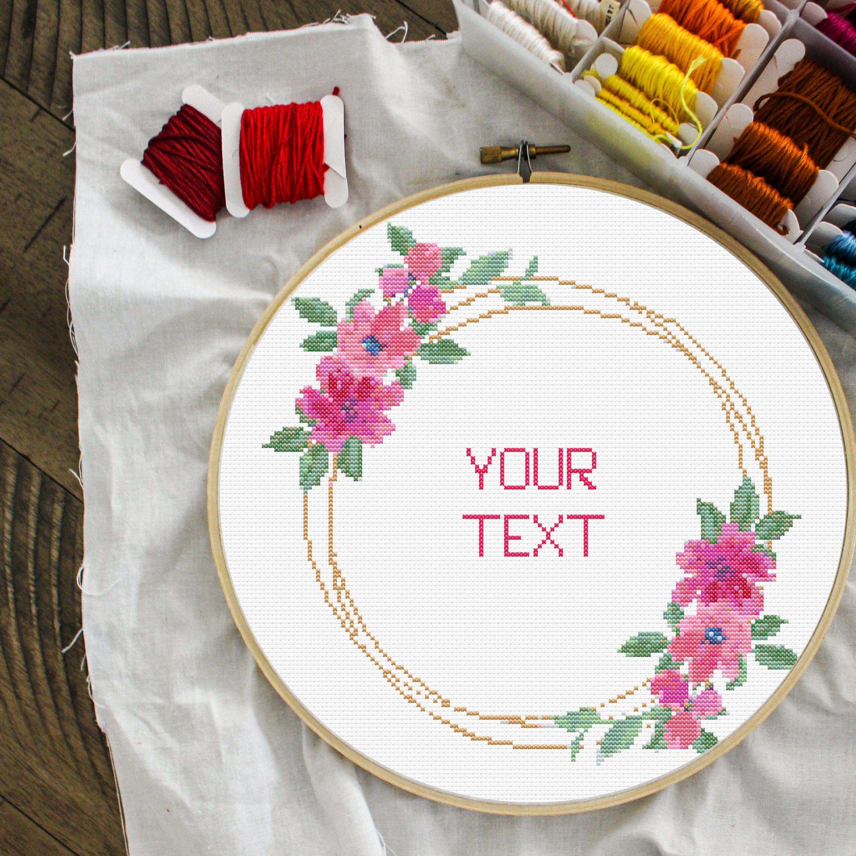 Custom Floral Text Cross Stitch Pattern (PDF) - Etsy