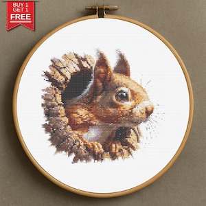 Red Squirrel Cross Stitch Pattern: Woodland Animal Embroidery (PDF Pattern, SVG Files Included)