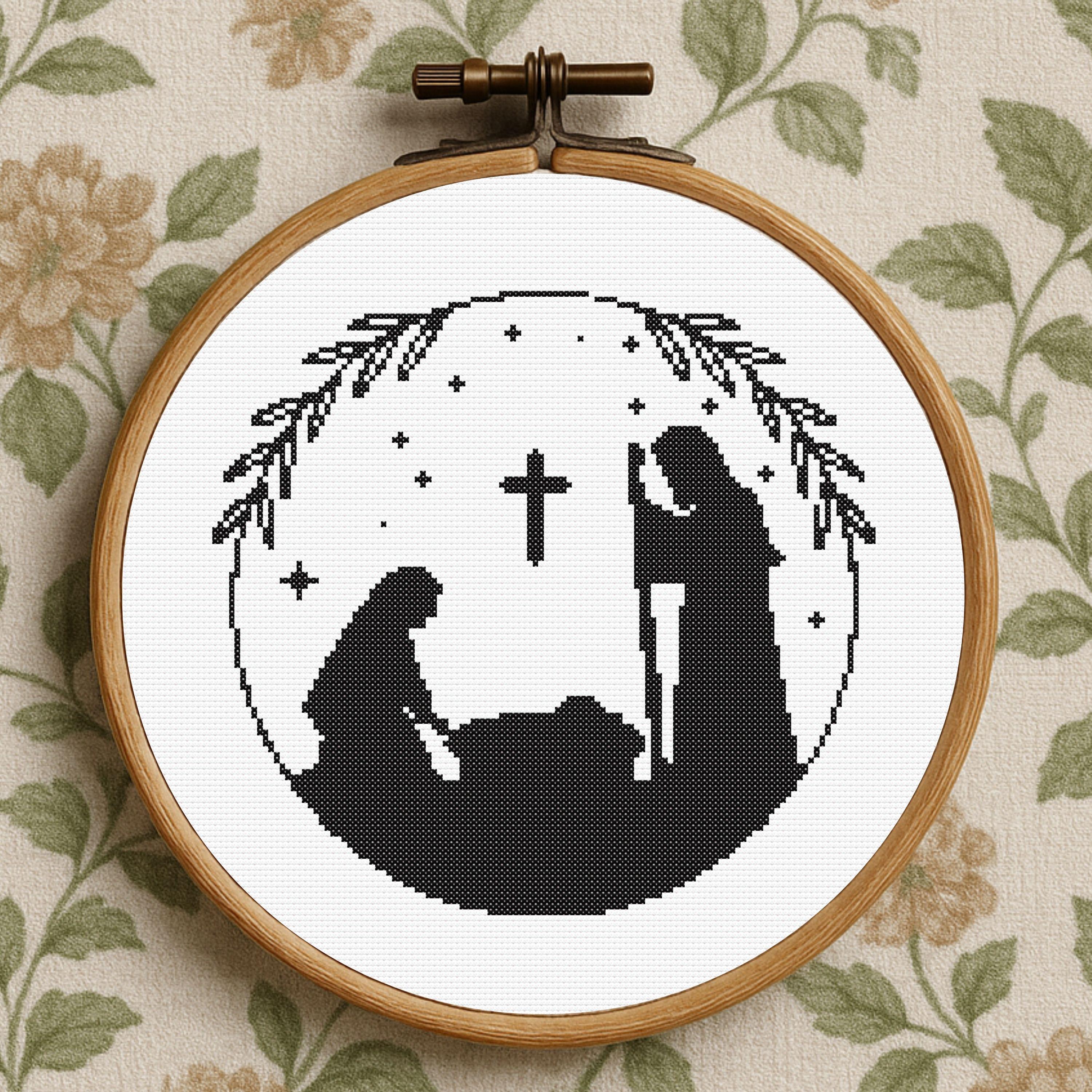 キリスト降誕のクロスステッチパターン：キリスト教のクリスマス刺繍