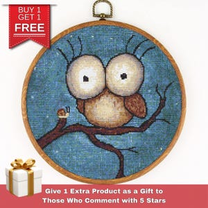 Cute Owl Cross Stitch Pattern PDF – Funny Bird Design for Beginners