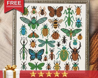 Insects Cross Stitch Pattern: Modern Entomology Chart (PDF)