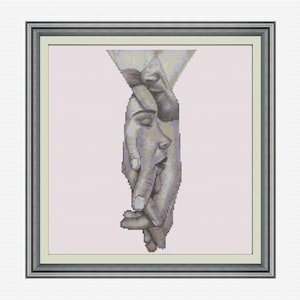 Schema astratto per punto croce con mani che si stringono (download digitale)