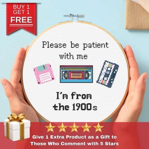 Funny 90s Cross Stitch Pattern: Retro Humor Embroidery (PDF Download)