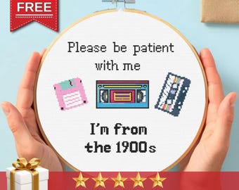 Funny 90s Cross Stitch Pattern: Retro Humor Embroidery (PDF Download)
