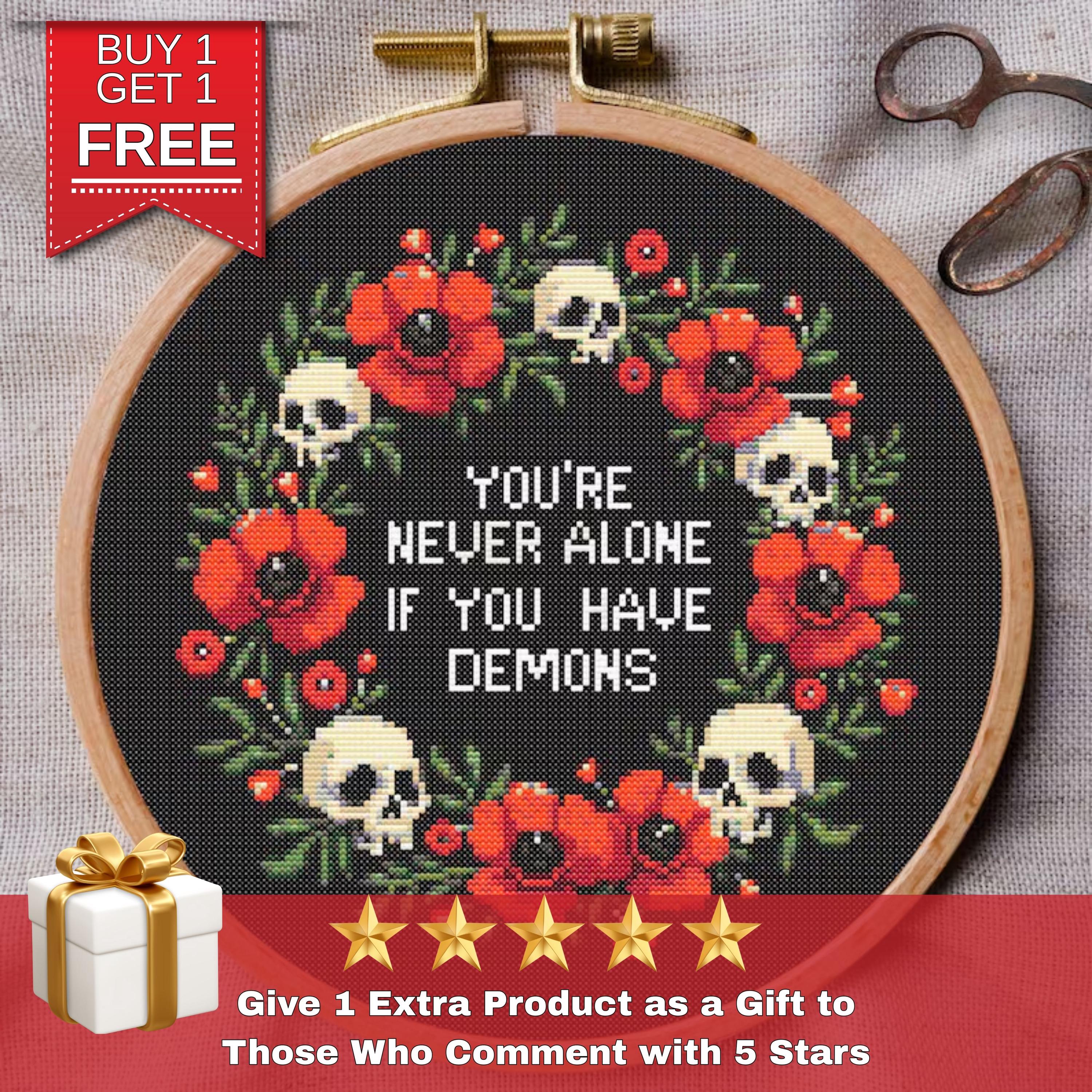 Funny Skull Cross Stitch Pattern: Snarky Gothic Embroidery (PDF