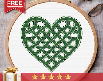 Celtic Heart Cross Stitch Pattern: Romantic Knot Design (PDF)