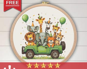 Safari Animals Cross Stitch Pattern: Baby Nursery Art (Digital Download)