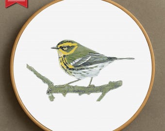 Songbird Cross Stitch Pattern: Realistic Bird Embroidery (PDF, SVG, PNG Files Included)