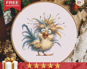 Funny Bird Cross Stitch Pattern PDF, Whimsical Birds On A Wire Design, Cute And Quirky Embroidery Chart For Modern Stitchers