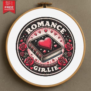 Romantic Heart Book Cross Stitch Pattern: Roses Embroidery (PDF Pattern)