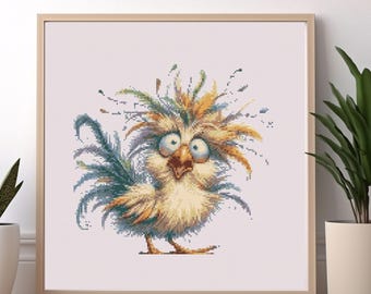 Funny Bird Cross Stitch Pattern: Whimsical Birds on Wire (PDF)