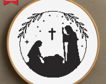 Nativity Scene Cross Stitch Pattern: Christian Christmas Embroidery (Digital Download, PDF & SVG Files)
