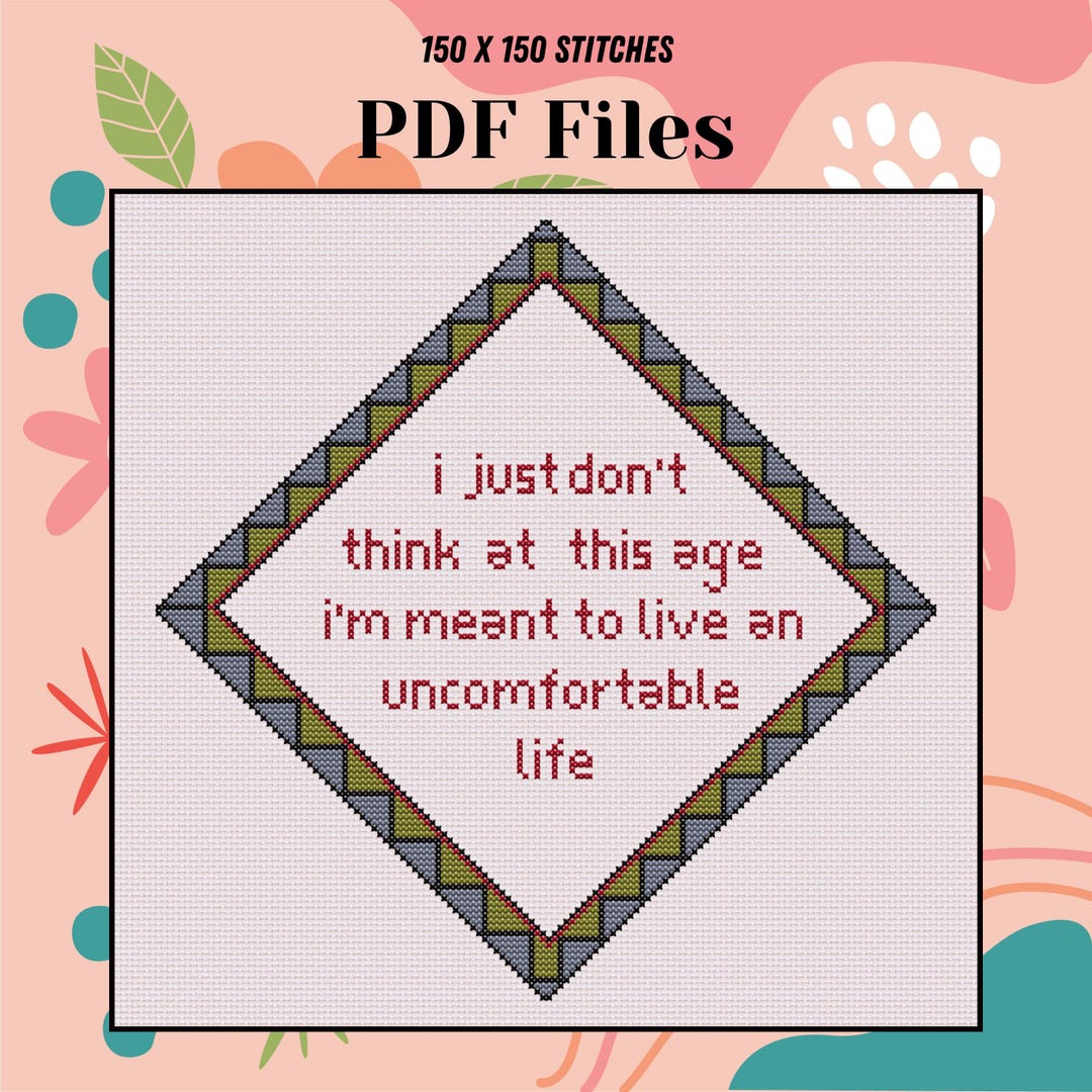 Sarcastic Comfort Cross Stitch Pattern: Funny Modern Quote (PDF ...