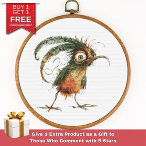 Funny Bird Cross Stitch Pattern PDF, Whimsical Birds On A Wire Design, Cute And Quirky Embroidery Chart For Modern Stitchers