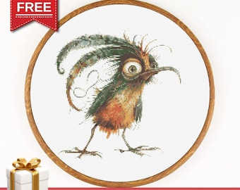 Vogel Kreuzstich Stickmuster, Stickvorlage PDF