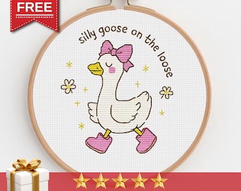 Silly Goose Cross Stitch Pattern: Funny Meme Embroidery (PDF)