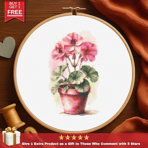 Ingemaakte bloemen kruissteekpatroon, aquarel bloemen borduurwerk pdf, botanische hoepelkunst, digitale download voor 14 kt Aida