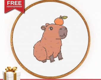 Capybara Cross Stitch Pattern – Cute Kawaii Animal Design (PDF)