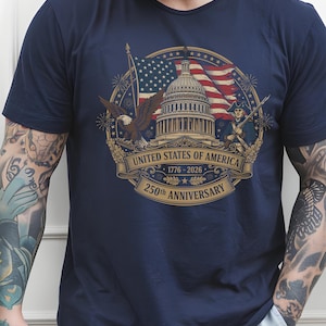 Patriotiska USA 250-årsjubileum PNG-paket – Kapitolium, Frihetsklocka, Frihetsgudinnan, Örn bild 6