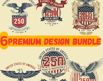 250.º aniversario de Estados Unidos PNG: Escudo del águila de EE. UU. 1776-2026, paquete de emblemas patrióticos vintage PNG, arte de la libertad (descarga digital)