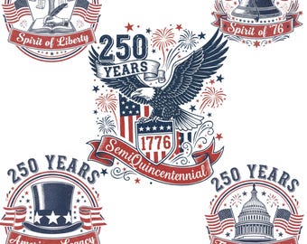 Paquete PNG conmemorativo de los 250 años de América / Semiquinto Centenario de 1776 / Espíritu de la Libertad (Descarga digital)