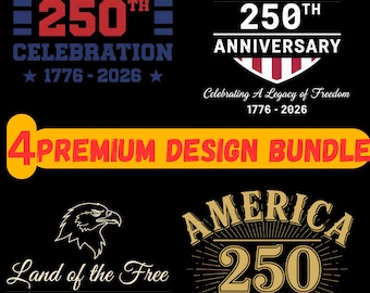 America 250th Anniversary PNG: USA Independence 1776–2026 Patriotic Vintage Emblem Set png Freedom Celebration Art (Digital Download)