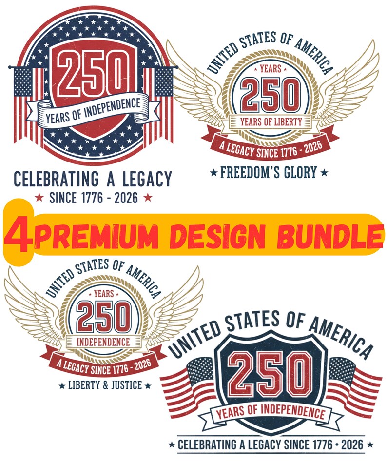 USA 250th Anniversary PNG Bundle 1776-2026 250 Years of Independence ...