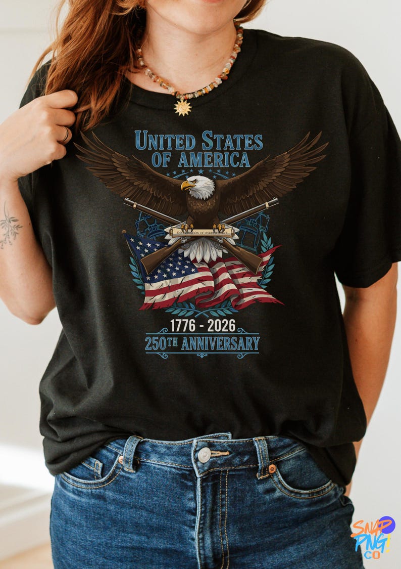 Patriotiska USA 250-årsjubileum PNG-paket – Kapitolium, Frihetsklocka, Frihetsgudinnan, Örn bild 3