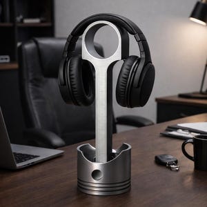 Piston hörlursstativ | Hållare för bilspelheadset | Present till mekaniker och bilentusiaster