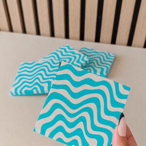 Groovy Wave Coaster Set | Retro Squiggle Pattern | Statement Home Accessory